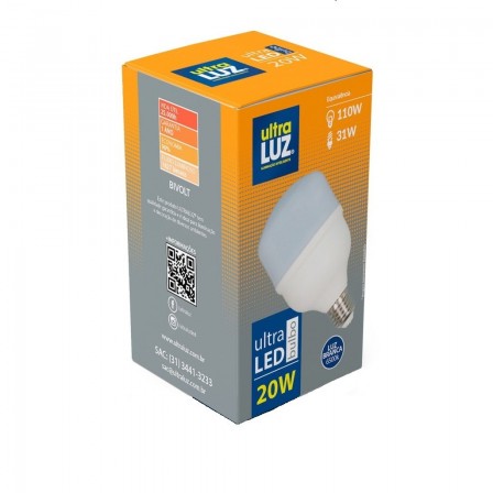 Lâmpada Led Bulbo 20w Branco 6500k - UltraLuz - Image 3